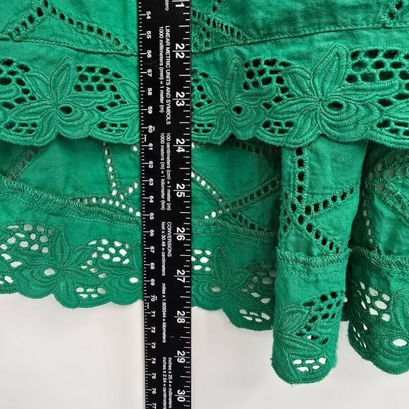CAbi Women's Gemma Eyelet High Low Ruffle Tank Top Blouse Green Size XS - Picture 9 of 9